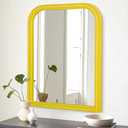 Rustic Mirror with Wood Frame Round Edge Vintage Vanity Mirror Wall Mirrors Decorative Rectangle Mirror for Bedroom,Bathroom,Living Room Bathroom Mirror 16"L x 12"W
