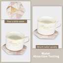 6 Pack Pink Marble Coasters with Holder Gold Absorbent Drink Unique Coaster Cute Ceramic Table Coaster Set Funny Kitchen Accessories Decorative Bar Coster Modern Coffee Table Decor Cup Coasters