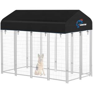 SIRUITON 8x4FT Outdoor Dog Kennel Replacement Cover,Heavy Duty 600D Oxford Fabric with Sun/Rain Dog Play Pen Top Covers Sun Shade Specialized,Snowproof,Sun( Cover Only)(8.3x4.1FT)