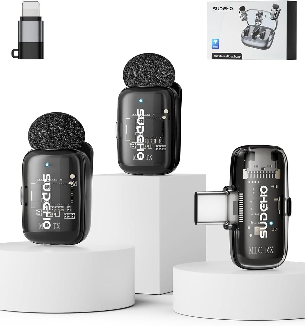 Wireless Mini Lavalier Microphones for iPhone iPad Android with Charging Case, USB C Lapel Mic with Noise Reduction & Voice Changer Mode for Video Recording Vlogging YouTube Interview and Game Chat