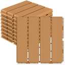 Goovilla Plastic Interlocking Deck Tiles, 9 Pack Balcony Flooring, 12"x12" Waterproof Outdoor Flooring All Weather Use, Patio Floor Decking Tiles for Porch Poolside Backyard Concrete, Dark Khaki