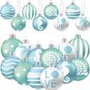 HyDren 40 Pcs Mini Beach Ornaments 1.2 Inch Beach Summer Ornaments Hanging Mini Tree Decorations Seashell Seahorse Sea Turtle Striped Dot Ocean Ball Decorations for Holiday Party