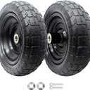 10-Inch Solid Replacement Tire and Wheel 4.10/3.50-4" - Flat Free Tires for Cart, Dolly, Hand Truck, Generator, Lawnmower, Garden Wagon with 5/8 Axle Bore Hole - Double Sealed Bearings (2)