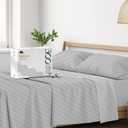 Mayfair Linen 100% Cotton Striped Sheets Full Size Bed Set - 500 Thread Count Damask Sheets Full Size 4 PC Set (Silver Grey Stripe), Soft, Cooling, Sateen Weave Hotel-Quality 16" Deep Pocket Bedsheet
