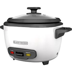 Black+Decker 2-in-1 Rice Cooker and Food Steamer, 16 Cup (7 Cup Uncooked), White, RC516C