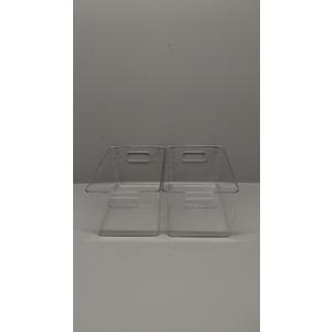 2 Pack Clear Linus Deep Plastic Bin, Size 10 x 7 x 6 in