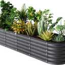 Raised Garden Bed Kit 821.4 FT Magnesium-Aluminum-Zinc Stainless Steel Metal Planter Box for Planting Outdoor Plants Vegetables (Cracked Silver)