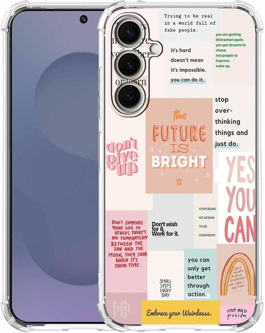 Case for Samsung Galaxy S25 with Motivational Quotes Design,Encouraging Words Collage Pattern for Teen,Soft TPU Phone Cover Bumper(S25,Positive)
