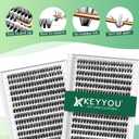 KEYYOU Lash Clusters 300pcs Individual Lashes, 40D 0.07D Curl 12mm DIY Eyelash Extension, Soft & Natural Volume Cluster Lashes with Large Tray