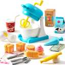 lalalark Whisk n' Bake Bakery Mixer Playset, 16 Pieces Toy Kitchen and Food Accessories with Play Money and Menu, Role Play Toys for Girls Boys, Birthday Gift for Kids