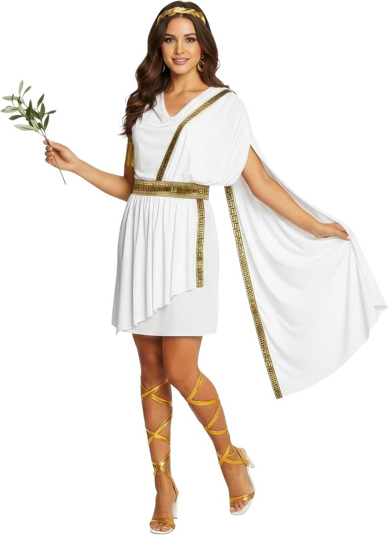 Morph Greek Goddess Costume Women - Womens Toga Costume, Greek Toga Costumes Womens, Goddess Halloween Costumes for Women (Large)