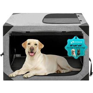 Dog Crate,36x25x25 Inch Large Dog Crate for Large or Medium Dogs, Portable and Foldable Design of Dog Cage, Perfect for Travel or Home Use, Dog Kennel with 2-Door and Durable Mesh Windows, Light Grey