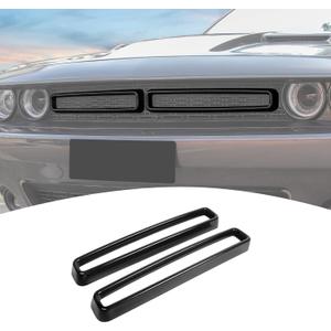 for Challenger Front Grill Mesh Grille Inserts Trim Cover Black Compatible with Dodge Challenger 2015-2023 Black Exterior Accessories, 2pcs
