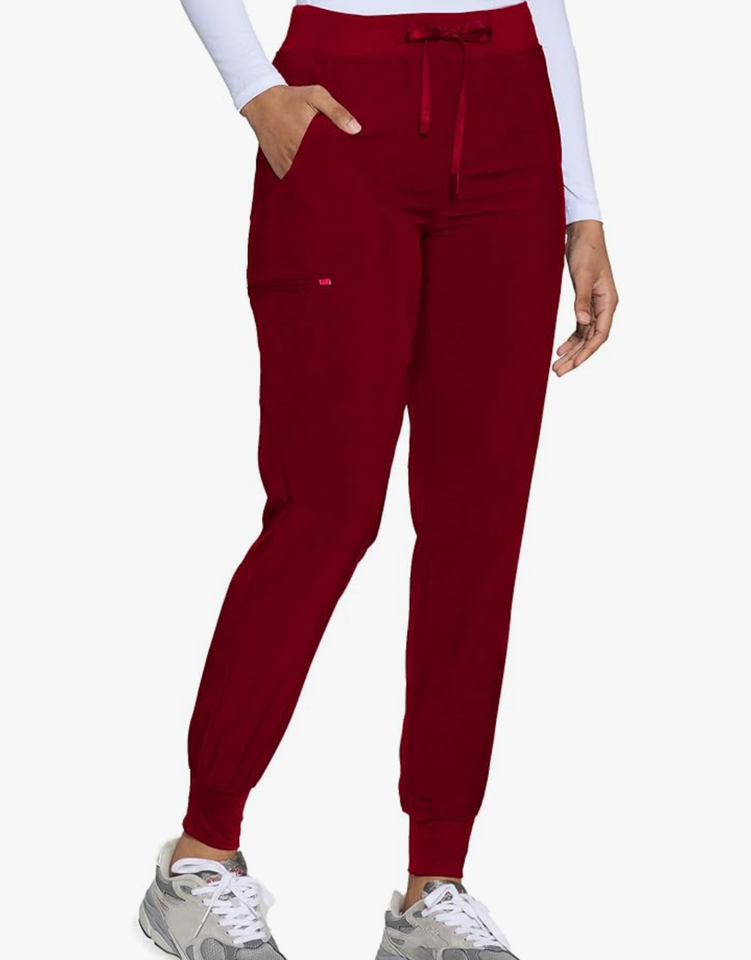 COZYFIT Womens Scrub Pants - Soft Stretch Yoga Style with 5 Pockets, Slim Fit Jogger Scrubs Pants for Women Tall, M