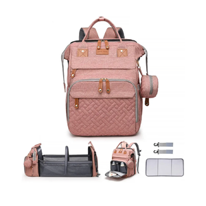 Baby Diaper Bags with Changing Station Multifunctional Waterproof Diaper Bag Backpack Travel Baby Bag with Changing Pad, Pacifier Case,Baby Essentials(Pink)