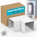 Metal Flat Elbow, Decorative 90 Degree Flat Elbow for 4" x 4" Metal Line Set Cover Kit, AC Line Set Cover Kit Accessory, White, Connect AC Line Cover Sets