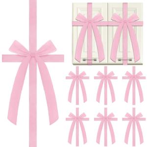 Christmas Velvet Cabinet Door Bows and Ribbons Large Christmas Door Cabinet Bows for Gifts Xmas Cabinets Furniture Kitchen Party Decorations 
(Pink)
