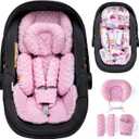 Infant Insert with Extra Headrest & Shoulder Pads, Baby Car Seat Head Neck Body Support, 2-in-1 Reversible Baby Car Seat Cuhsion for Girls Boys, Newborn Carseat Head Support for Stroller, Swing