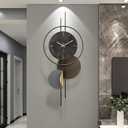 Modern Wall Clock for Living Room,Large Black Decorative Wall Clock with Light,Creative Silent Clock Battery Operated Metal Wall Art for Entryway/Bedroom/Office/Dinning Room/Kitchen Decor (11"W x 26"H)