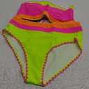 ZAFUL Women's High Cut Bandeau Bikini Set Strapless Solid Color 2 Pieces Bathing Suit Swimsuit (Large, 10-black Red)