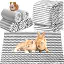 Hahafelt 5 Pcs Waterproof Guinea Pig Fleece Bedding Blankets Absorbent Guinea Pig Cage Liner Washable Small Animal Pee Pad Reusable Pet Blanket Wash Cloth Bedding Mat Pad(Gray,18 x 24 Inch)