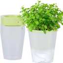 Oliz Self Watering Planter 8 Pcs,4.3 Inch Flower Plant Pot with Inner Pot, Indoor Self Watering Planter Pot for Herbs, Flowers (Green)