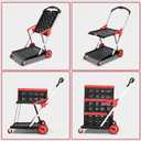 TOLRET Collapsible Shopping Cart with Wheels, 200 lbs Capacity Grocery Cart on Wheels with Storage Crate, Platform Hand Truck with Foot Brake, Red