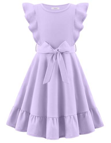 Arshiner Lilac Dress for Girls Butterfly Sleeves A-line for Easter Party Seaside Beach Birthday Sundress Size 12