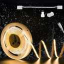 PAUTIX COB LED Strip Light IP65 Waterproof 32.8ft/10m 5040LEDs Warm White 3000K,High Lumen Flexible CRI90+ LED Tape Super Bright DC24V,for Cabinet Home DIY Lighting Projects(Power Supply Not Included)