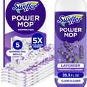 Swiffer Power Mop Refill Pack, Floor Cleaner for Mopping Tile, Vinyl, Laminate, Wood in Home, Bathroom, Kitchen, All Purpose Multi-Surface Cleaning, 5 Pads + 1 Lavender Solution