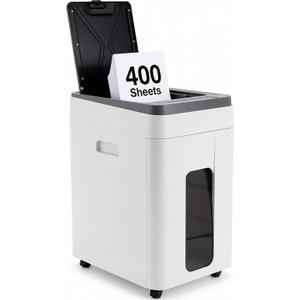 Heavy Duty Paper Shredder 400-Sheet Auto Feed P5 Micro Cut | 8Sheet Manual Feed |50L Bin | Jam-Resistant Commercial Shredder for Home Office Small Business