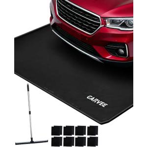 Garage Mat with Raised Edge, 1000D PVC Non-Slip Floor Protector for Cars Trucks SUVs, Snow Melt Containment Tray for Winter, Comes with Squeegee & 8 Attachment Straps, 4 Size Options (7.9x16 to 8.6x22