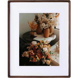 eletecpro 16x20 Walnut Picture Frame Display 11x14 Photo with Mat or 16x20 Picture without Mat, Solid Wood Frame Covered by Acrylic Graduation Decoration