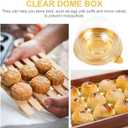 50Pcs Clear Plastic Mini Cake Box with Dome Lids, Mini Muffin Container Box Mooncake Dome Box Pastry Baking Packaging Boxes Wedding Birthday Gifts Supplies (Gold Base)