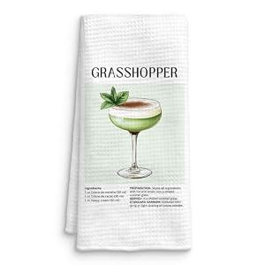 QICLM Grasshopper American Cocktail Kitchen Towels, Gifts for Cocktail Lovers Dish Tea Towels for Kitchen Bar Cart Decor, Bartender Gifts for Women Men Decorative Hand Towel, 16x24 Inch