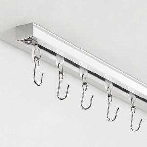 Ceiling Curtain Track, Curtain Track with Roller Hooks, 18ft - 24ft Ceiling Mounted Rail Set for Room Divider, White