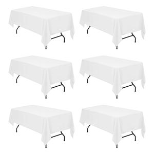 BRILLMAX 6 Pack White Tablecloths 60 x 102 Inch for 6ft Rectangle Tables - 150 GSM Polyester Fabric, 15" Standard Drop, Water, Stain & Wrinkle Resistant Cloth Cover for Wedding Banquet Dining Buffet