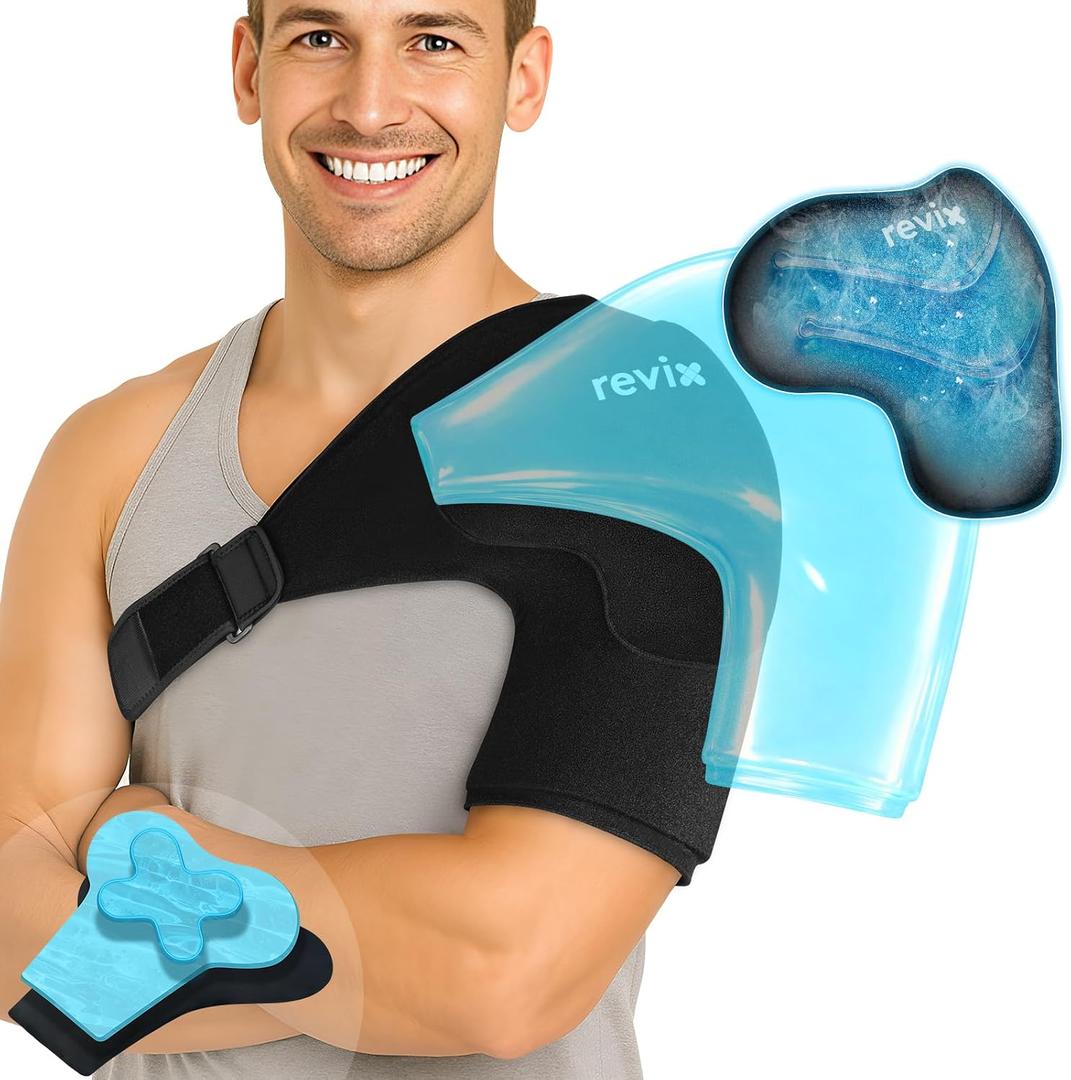 REVIX XL Triple-Layer Gel Shoulder Ice Pack for Rotator Cuff Cold Therapy, Reusable Ice Pack for Shoulder with Extra Removable Coldfocus, 30-Min Long-Lasting Cooling, Workout Relief & Sports Recovery