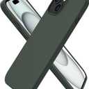 ORNARTO Compatible with iPhone 15 Case 6.1, Slim Liquid Silicone 3 Layers Full Covered Soft Gel Rubber Phone Case, Anti-Scratch Shockproof Protective Cover 6.1 Inch, Dark Moss