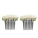 Jasmine Buds with Tissue Paper White Floral Combs, Bridal Hair Clip, Floral Bridal Hair accessory for Women and Girls, 2-Piece Set