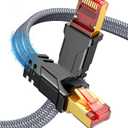 Snowkids Cat 8 Ethernet Cable 15 FT, Braided Heavy Duty High Speed Internet/LAN/Network Cable, 40Gbps 2000Mhz, Indoor and Outdoor Flat Patch Cord RJ45 Connector for Gaming, PC, Modem, Router