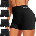 Miotan Boy Shorts Underwear for Women High Waisted Panties Cotton Boxer Briefs Full Coverage 4 Pack, Small