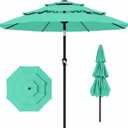AreShark 9ft 3-Tier Patio Umbrellas, Outdoor Umbrella with 8 Sturdy Ribs UV Protection Windproof, Market Table Umbrella w/Push Button Tilt & Crank for Pool, Porch, Deck, Garden(Turquoise)