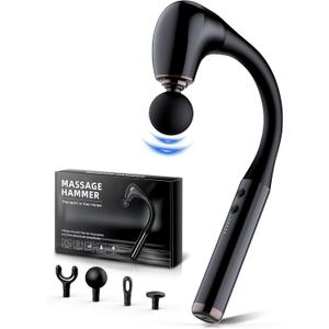 FVZ Massage Gun with Upgraded Extension Handle, 10MM Massage Gun Deep Tissue, Back Massager, Muscles/Neck/Shoulders/Waist/Legs Massager Portable for Pain Relief, 4 Massage Heads & 5 Speed Levels (Black)