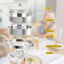Chafing Dish Buffet Set 4 Packs, 5 QT Stainless Steel Round Chafing Dishes with Glass Lid & Lid Holder, Food Warmer for Parties Buffet Weddings Catering Events