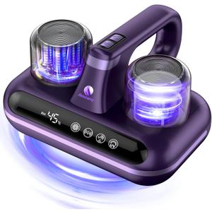 Mattress Vacuum Cleaner - 5-in-1 Cordless Bed Vacuum Cleaner, Powered by UV-C Light & Ultrasonic Technology, 16Kpa Strong Suction,Low Noise,Suitable for Dust, Pet Hair, Etc - Purple