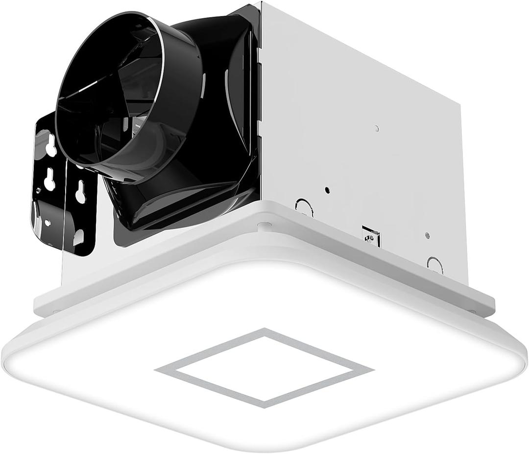 Bathroom Fan with Light110CFM 1.0 Sones 1200lm LED Light 3000K/4000K/5000K Selectable120V 43W Quiet Bathroom Ventilation Exhaust Fan for Shower/Restroom/Office/Home(silver)