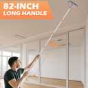 Wall Cleaner Triangle Mop with 82'' Long Handle - Wall Scrubber, Cleaning Washer Tool with 4 Microfiber Chenille Duster Pads for Clean Walls, Ceiling, Windows, Baseboards, Floors (Gray)