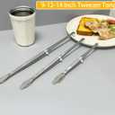 2 x JETKONG 3 Pcs Extra Long Kitchen Tweezers Heavy Duty Stainless Steel Cooking Tweezers (9 12 14 Inch, Silver)