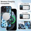 OOK Magnetic Case Fit for iPhone 11 Pro Max 6.5 Inch (Compatible with MagSafe) Soft TPU and Hard PC Phone Cover with Blue Floral Flowers Anti-Scratch Shockproof Protection Case for Women